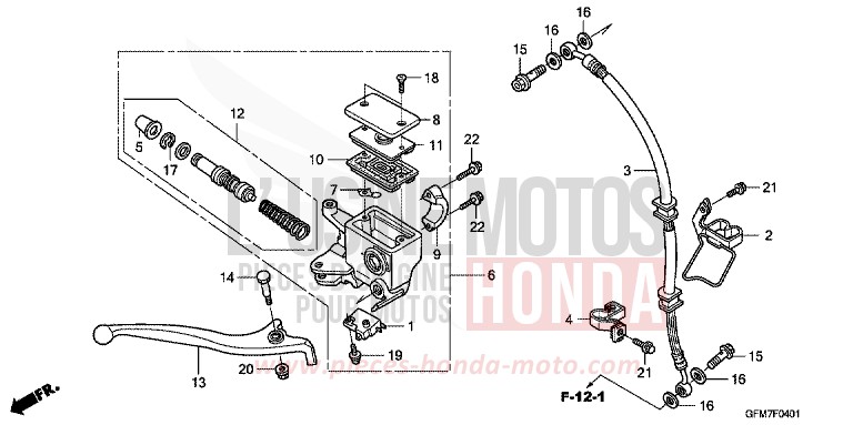 FRONT BRAKE MASTERCYLINDER (NHX110WHA) for NHX 110 BLACK (NH1) from 2010